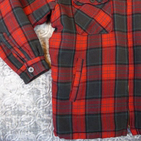 Vintage River Trader Shirt Men Large Red Black Shacket Flannel Jacket Pockets - Picture 5 of 9